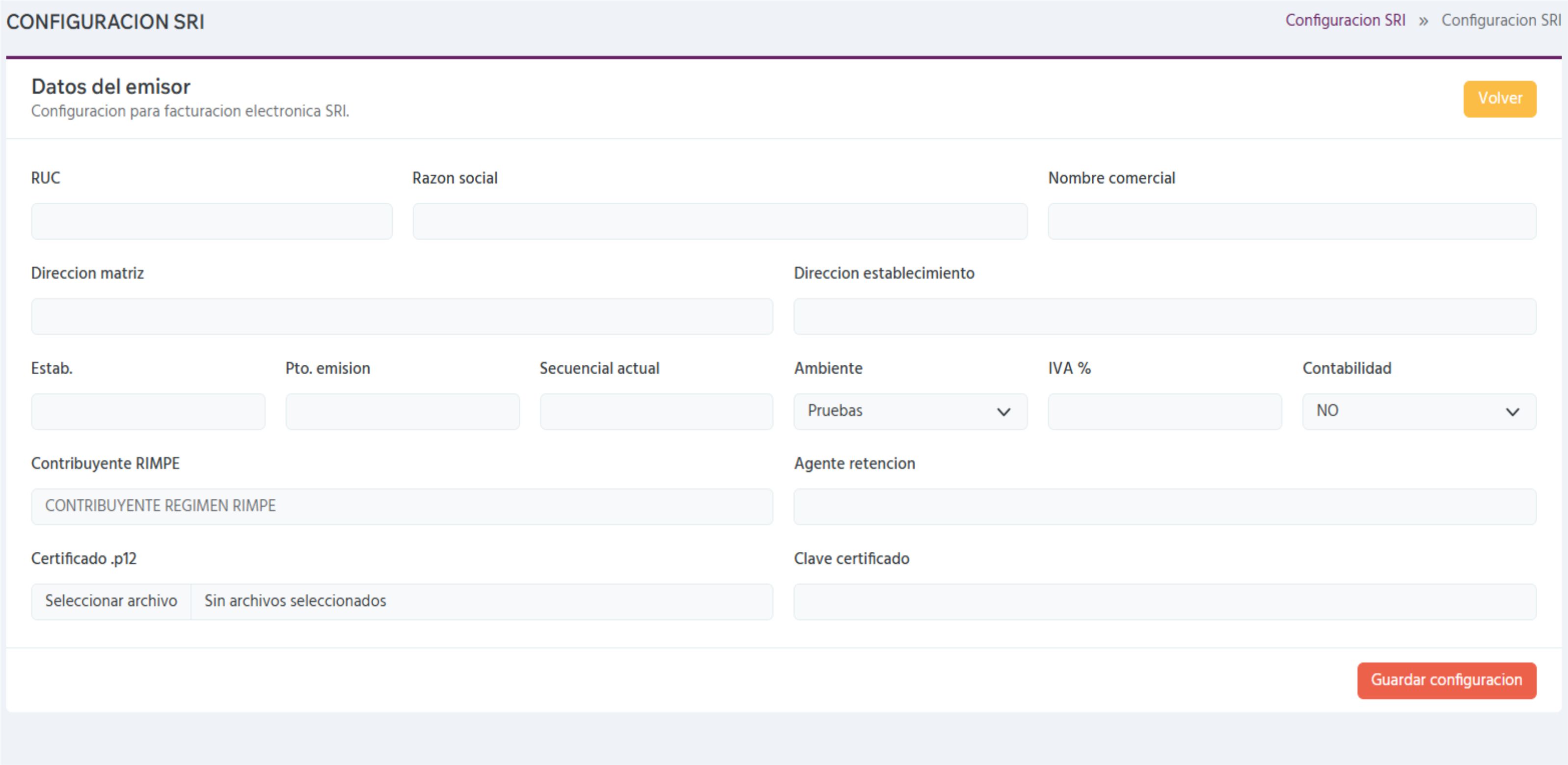 Screenshot principal de Facturador
